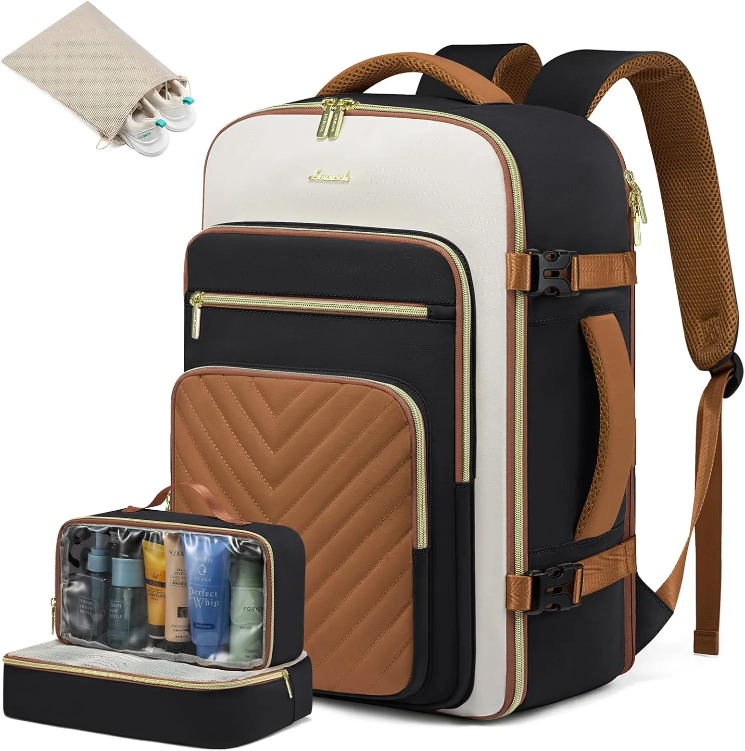 LOVEVOOK Large Travel Backpack for Women, Carry On Bag Flight Approved, 40L TSA Personal Item Travel Bag with 3 Packing Cubes, Waterproof 17 Inch Laptop Hiking Casual Backpack