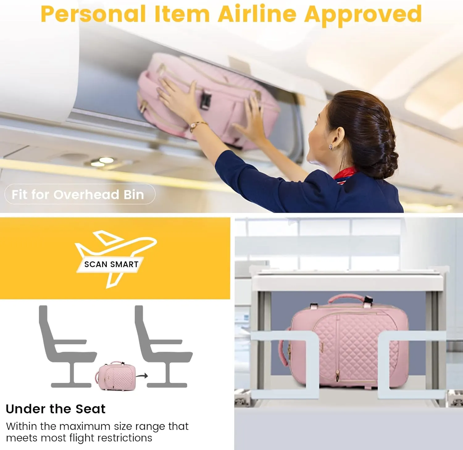 LOVEVOOK Large Travel Backpack Women,40L Flight Approved Carry On Backpack Fits for 17.3inch Laptop,Anti-Theft Large Casual Daypack with 3 Packing Cubes, Pink