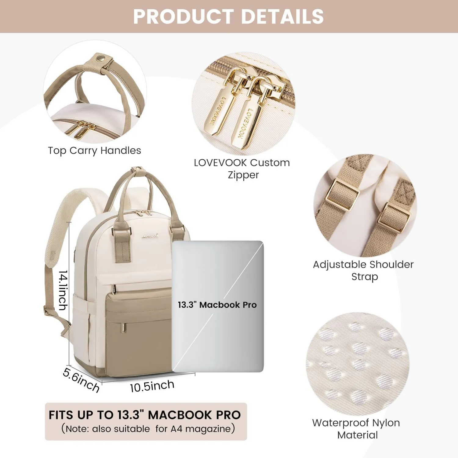 LOVEVOOK Mini Backpack for Women Stylish Waterproof Backpack Purse with USB Port, Cute Bookbag for College School Travel