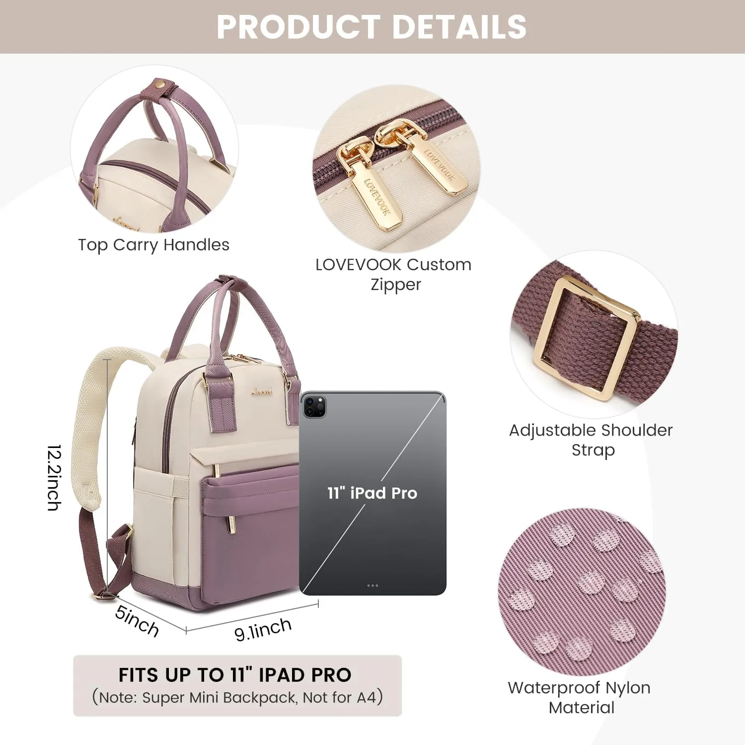 LOVEVOOK Mini Backpack for Women Stylish Waterproof Backpack Purse with USB Port, Cute Daypack for College Travel Party