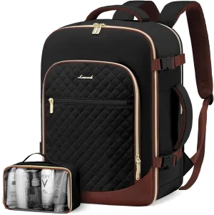 LOVEVOOK Travel Backpack for Women, 15.6in Laptop Backpack TSA Approved Carry on Luggage Personal Item Travel Bag for Business Weekender Hiking, Black-Brown