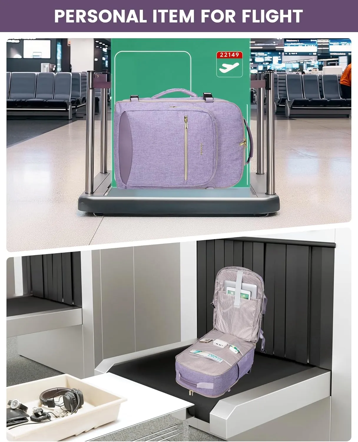 LOVEVOOK Travel Backpack for Women Men as Personal Item Flight Approved, 40L Luggage Carry On Backpack,17.3inch Large Daypack Laptop Backpack Waterproof Outdoor Sports with 3 Packing Cubes,Taro Purple