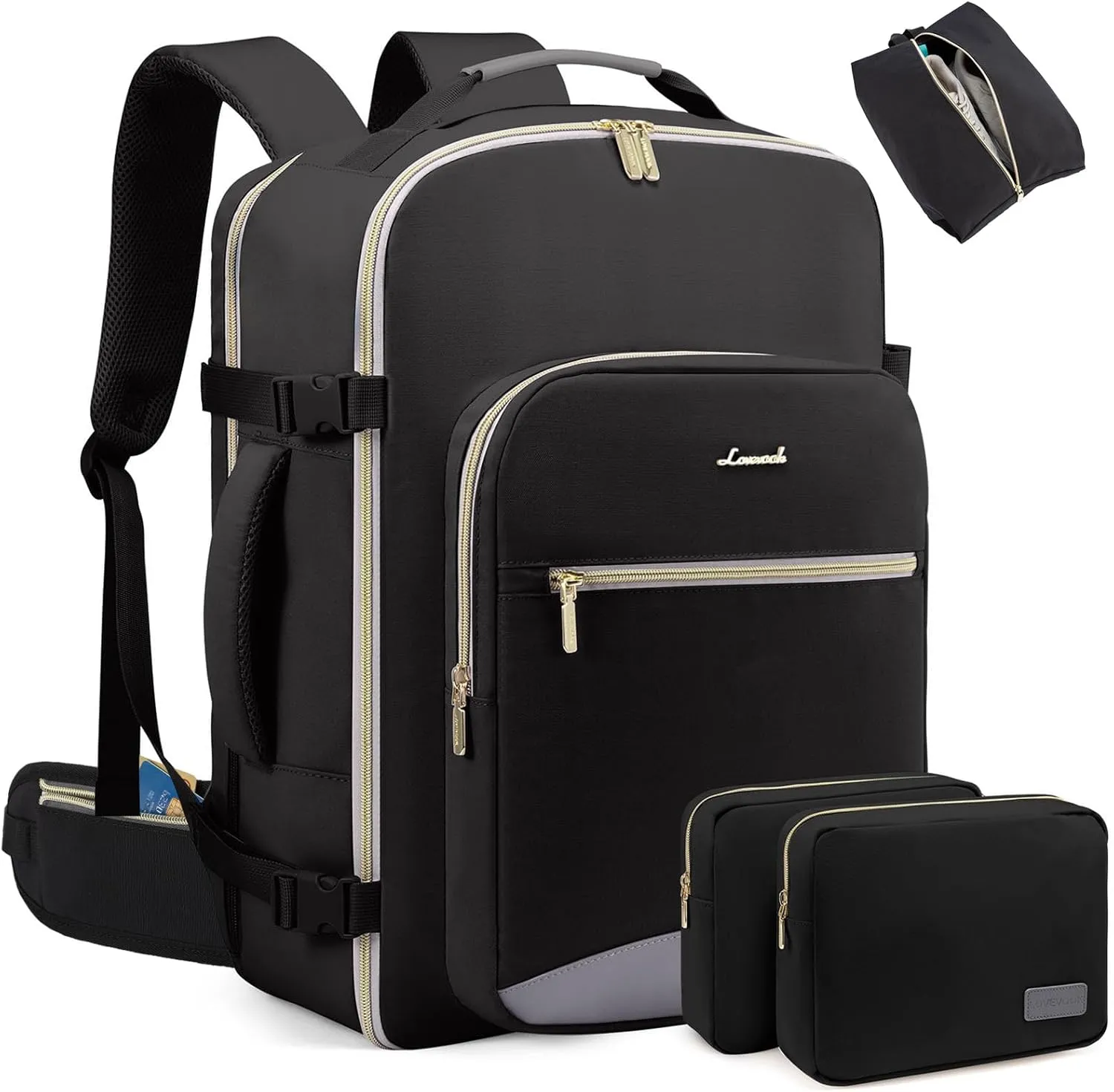 LOVEVOOK Travel Backpack for Women with Waist Strap,40L Large Carry on Luggage Travels Bag Flight Approved,Cute Carry on Backpack Travel Essentials Personal Item Backpack for Traveling on Airplane