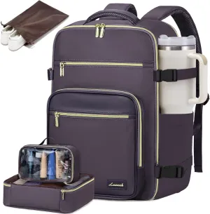 LOVEVOOK Travel Backpack For Women,50L Carry On Backpack Flight Approved,TSA Personal Item Travel Bag Fits 18 Inch Laptop,Business Weekender Overnight Daypack with Toiletry Bag and Cube