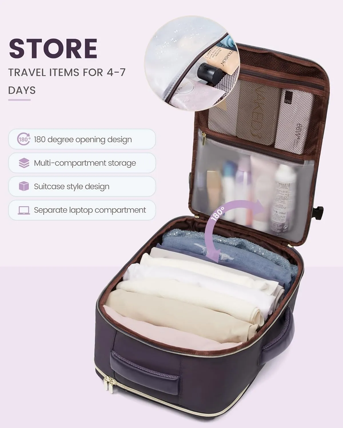 LOVEVOOK Travel Backpack For Women,50L Carry On Backpack Flight Approved,TSA Personal Item Travel Bag Fits 18 Inch Laptop,Business Weekender Overnight Daypack with Toiletry Bag and Cube