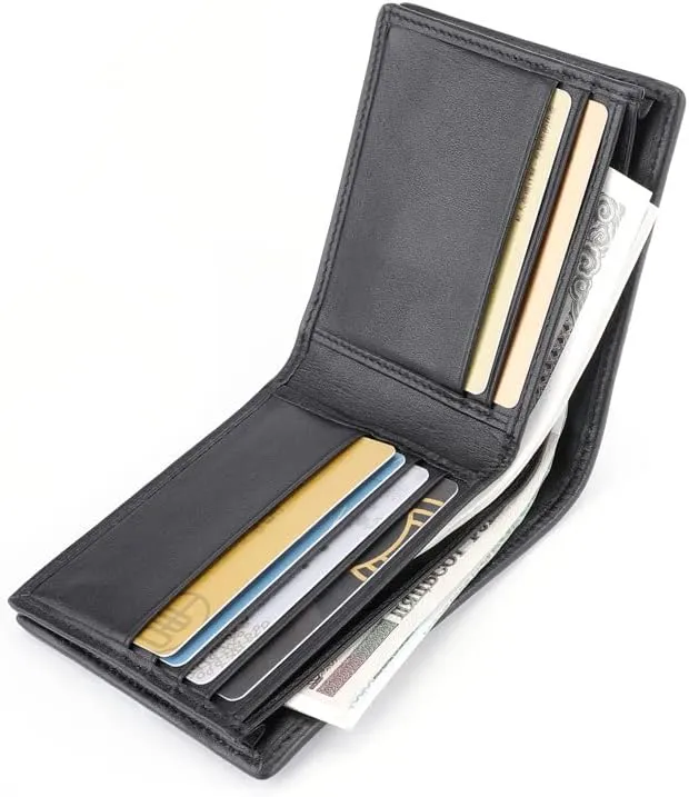 Luxury Real Crocodile Leather Men Wallet Alligator Skin Bifold Wallet Men's Short Wallet Purses (Belly black)