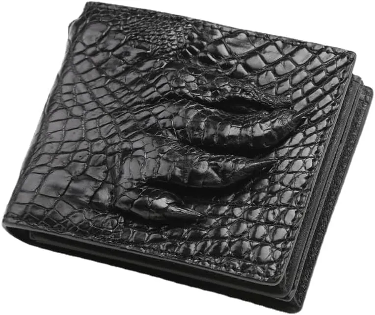 Luxury Real Crocodile Leather Men Wallet Alligator Skin Bifold Wallet Men's Short Wallet Purses (Claw black)