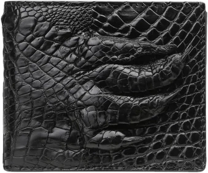 Luxury Real Crocodile Leather Men Wallet Alligator Skin Bifold Wallet Men's Short Wallet Purses (Claw black)