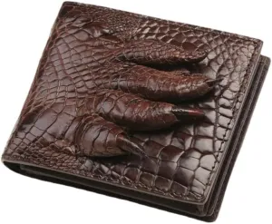 Luxury Real Crocodile Leather Men Wallet Alligator Skin Bifold Wallet Men's Short Wallet Purses (Claw brown)