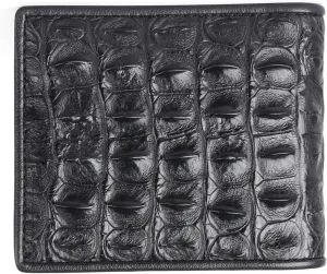 Luxury Real Crocodile Leather Men Wallet Alligator Skin Bifold Wallet Men's Short Wallet Purses (Head black)