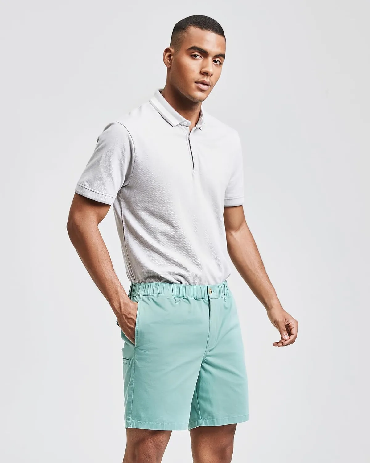 maamgic Men's Classic-fit 7" Cotton Casual Shorts Elastic Waistband with Multi-Pocket Daily Wear Walking Summer Outfit