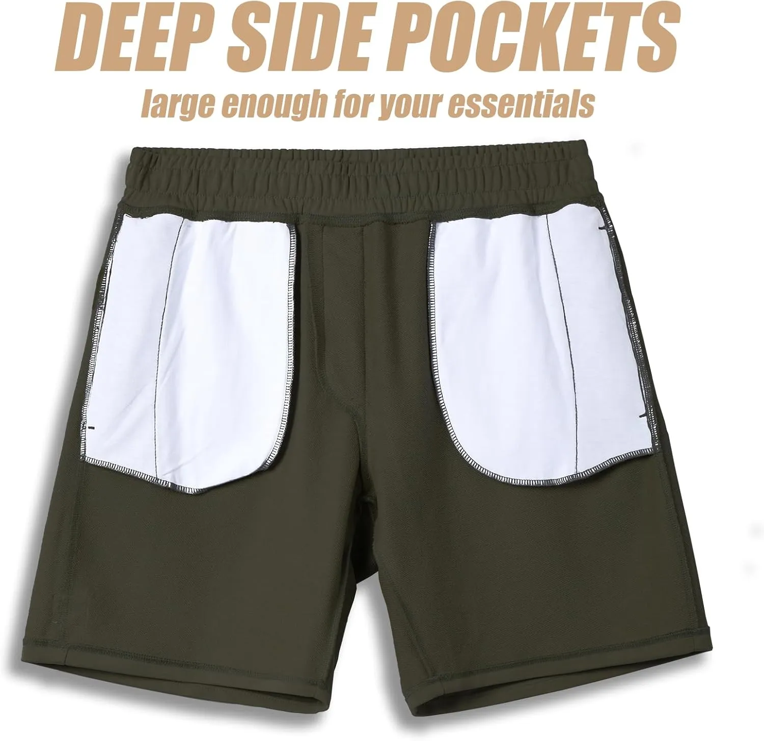 maamgic Mens Sweat Shorts 7" Above Knee Workout Gym Shorts Lounge Shorts with Zipper Pockets