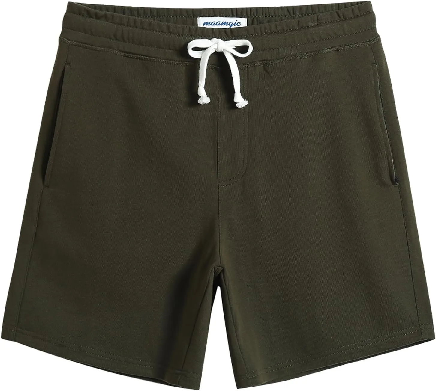 maamgic Mens Sweat Shorts 7" Above Knee Workout Gym Shorts Lounge Shorts with Zipper Pockets