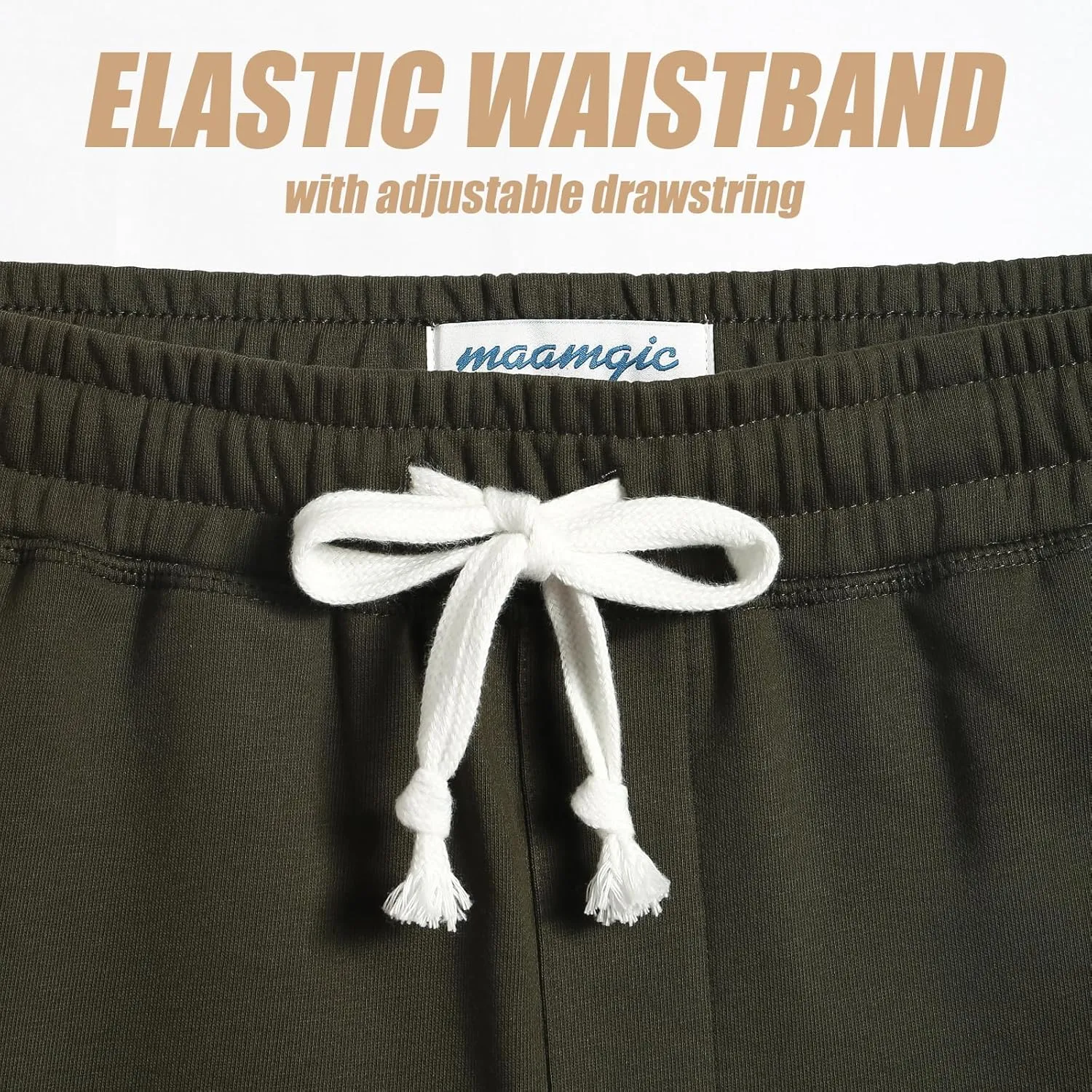 maamgic Mens Sweat Shorts 7" Above Knee Workout Gym Shorts Lounge Shorts with Zipper Pockets
