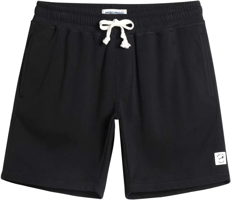 maamgic Mens Sweat Shorts 7" Above Knee Workout Gym Shorts Lounge Shorts with Zipper Pockets