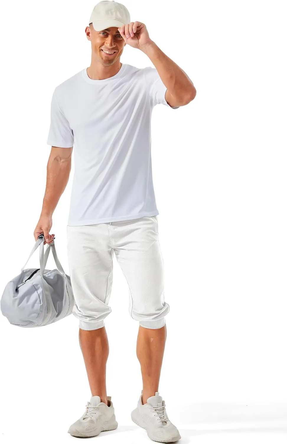 MAGCOMSEN Men's 3/4 Joggers Capri Pants with Zipper Pockets Slim Fit Training Running Workout Capri Joggers