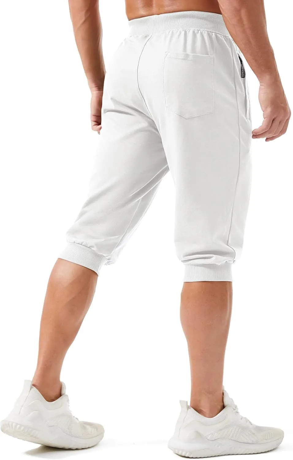 MAGCOMSEN Men's 3/4 Joggers Capri Pants with Zipper Pockets Slim Fit Training Running Workout Capri Joggers