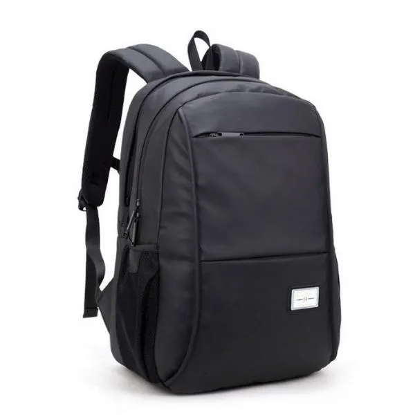 Man Computer Rucksack Travel Waterproof Backpack with USB Port Black