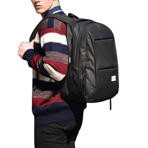 Man Computer Rucksack Travel Waterproof Backpack with USB Port Black