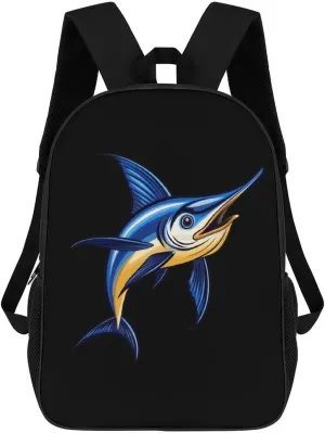 Marlin Swordfish Fish Laptop Backpack for Men Women 17 Inch Shoulder Bag Travel Daypack