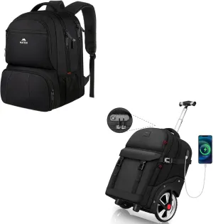 MATEIN Lunch Backpack, 17 Inch Insulated Cooler Backpack Lunch Box Laptop Backpack Rolling Backpack for Adults with Wheels, 17 Inch Large Wheeled Backpack