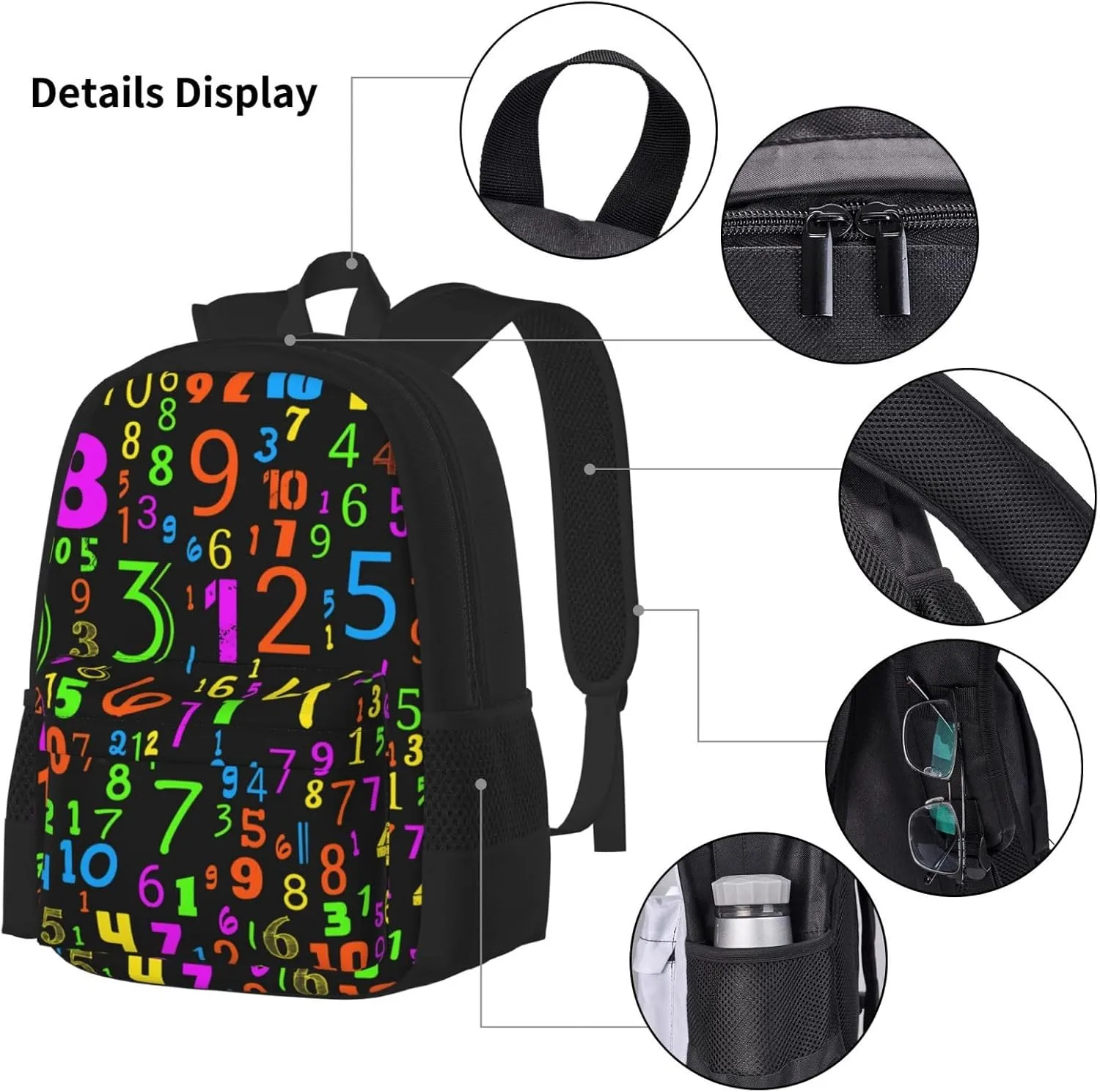 Math Mathematics Multifunctional Pocket Backpack Crossbody Lunch Bag Pencil Case 3Pcs Set Large Capacity Backpack