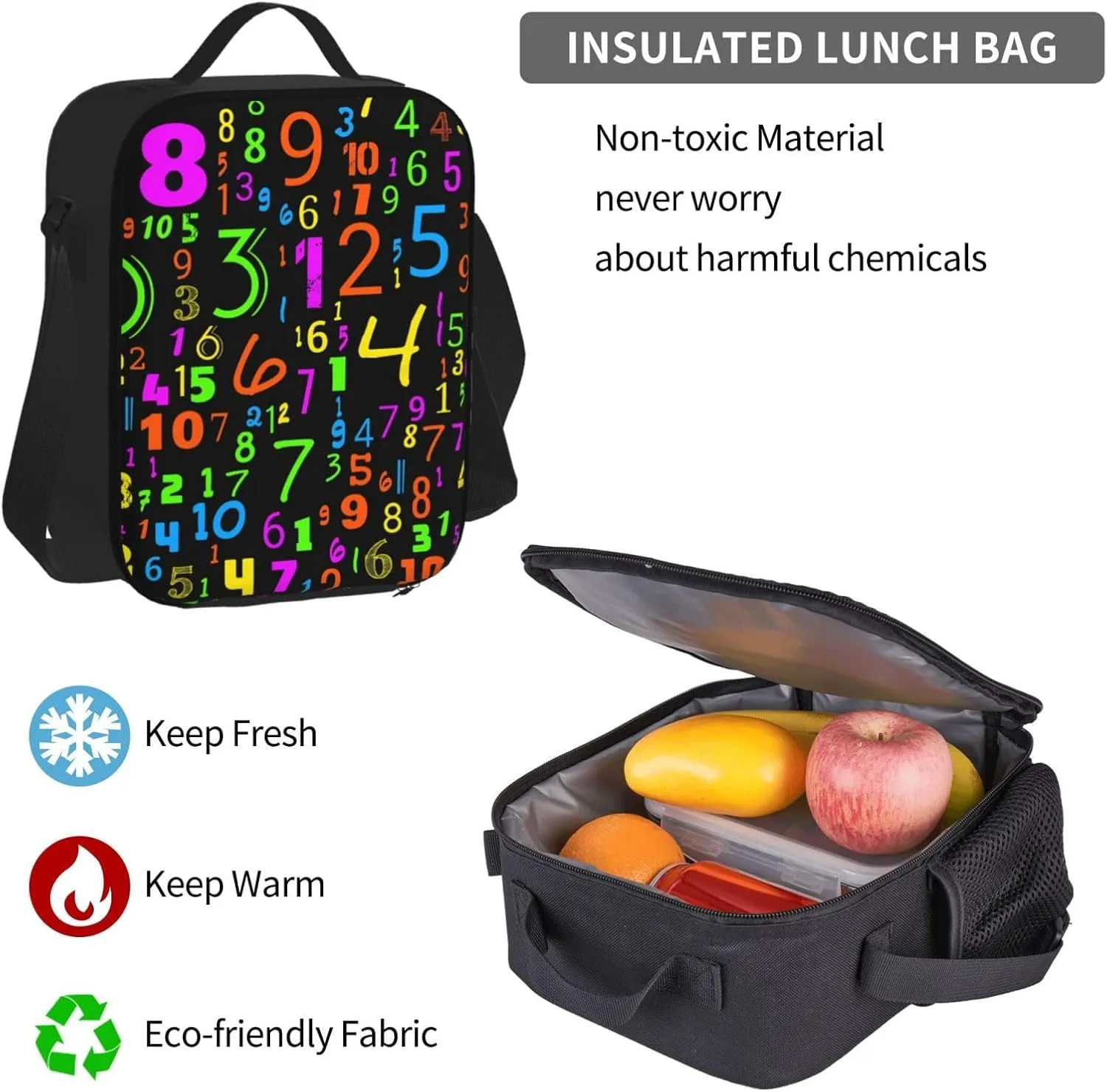 Math Mathematics Multifunctional Pocket Backpack Crossbody Lunch Bag Pencil Case 3Pcs Set Large Capacity Backpack