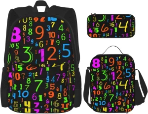 Math Mathematics Multifunctional Pocket Backpack Crossbody Lunch Bag Pencil Case 3Pcs Set Large Capacity Backpack