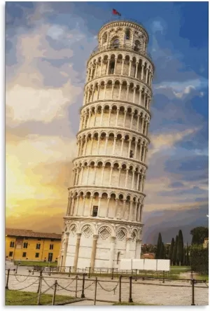 MAXZIZ Beautiful Leaning Tower of Pisa Scenic Spots Room Aesthetics Posters Canvas Posters Bedroom Decoration Sports Office Decoration Gifts Wall Art Decoration Printing Posters 12x18inchs(30x45cm)