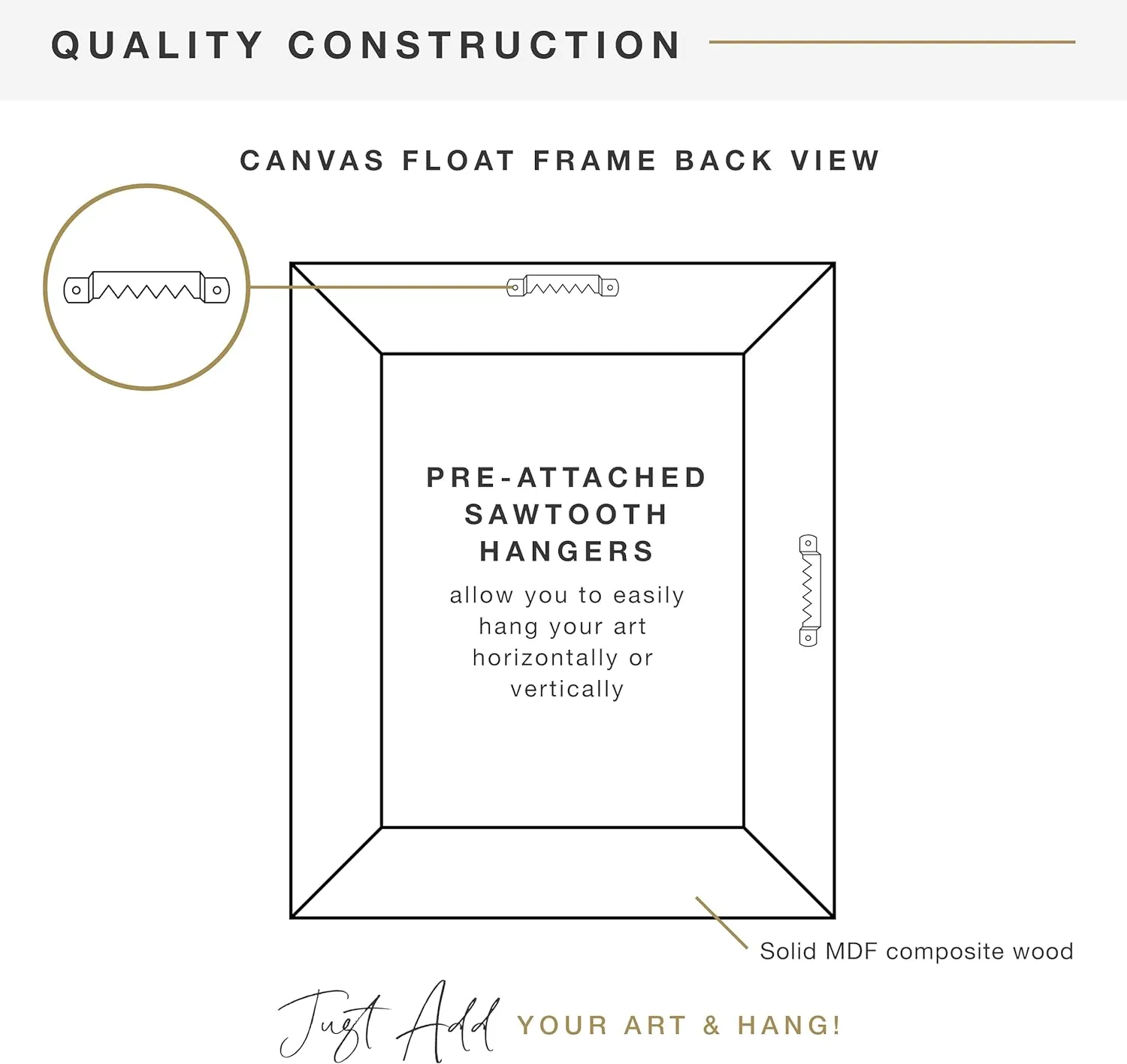MCS Canvas Float Frames 16x20 Frame, Walnut Woodgrain Frame for Finished Canvases, Vertical & Horizontal Wall Hanging Large Frame with Adhesive for Canvas Paintings (1-Pack)