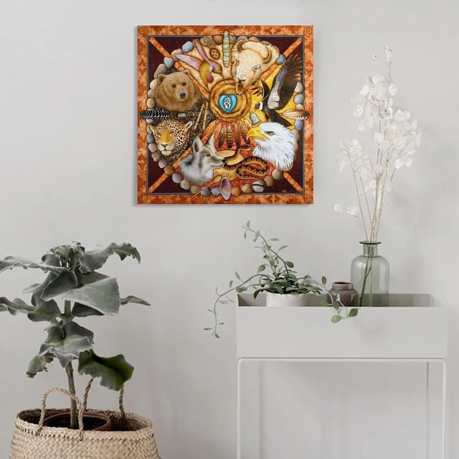 Medicine Wheel (2) Native American Art Prints Poster Canvas Art Wall Art Picture Print Modern Family Bedroom Painting 12x12inch(30x30cm)