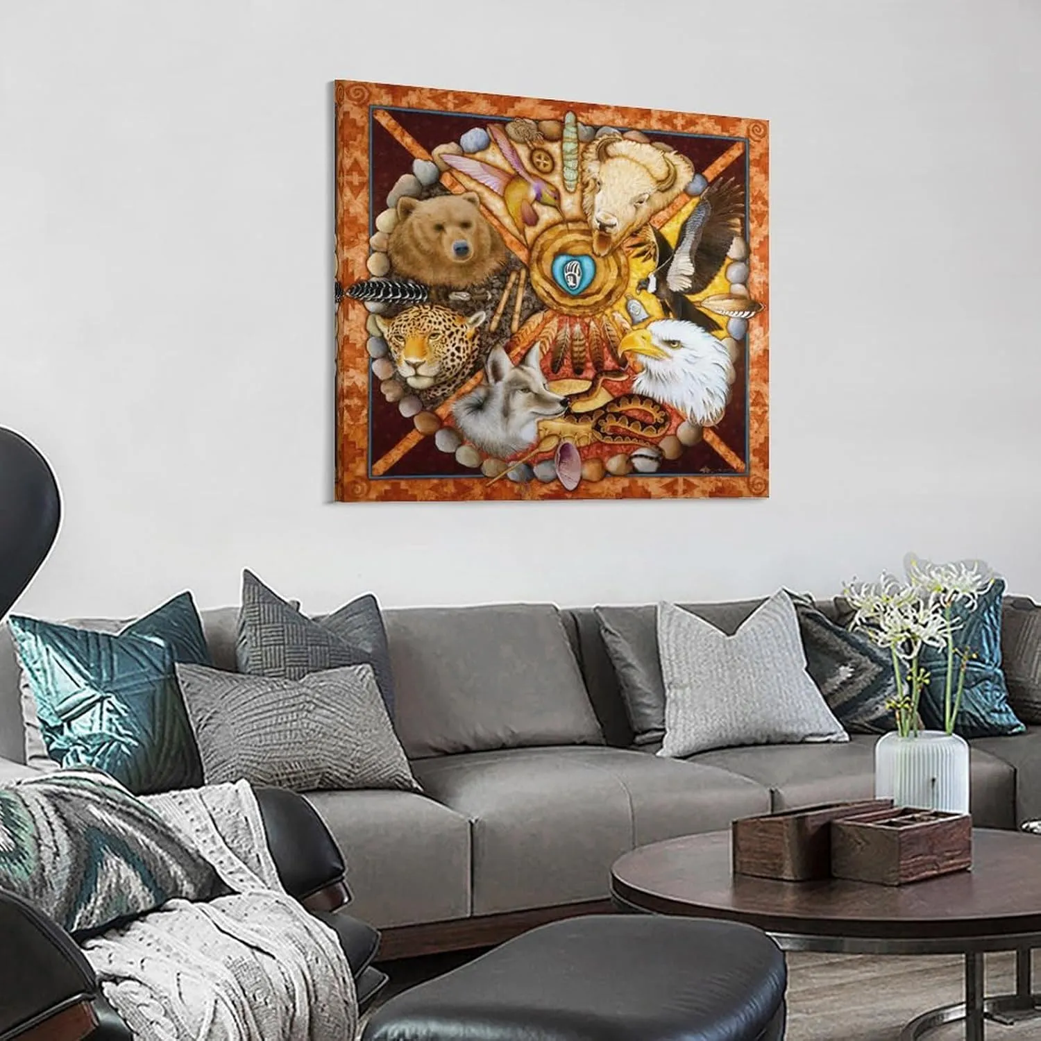 Medicine Wheel (2) Native American Art Prints Poster Canvas Art Wall Art Picture Print Modern Family Bedroom Painting 12x12inch(30x30cm)