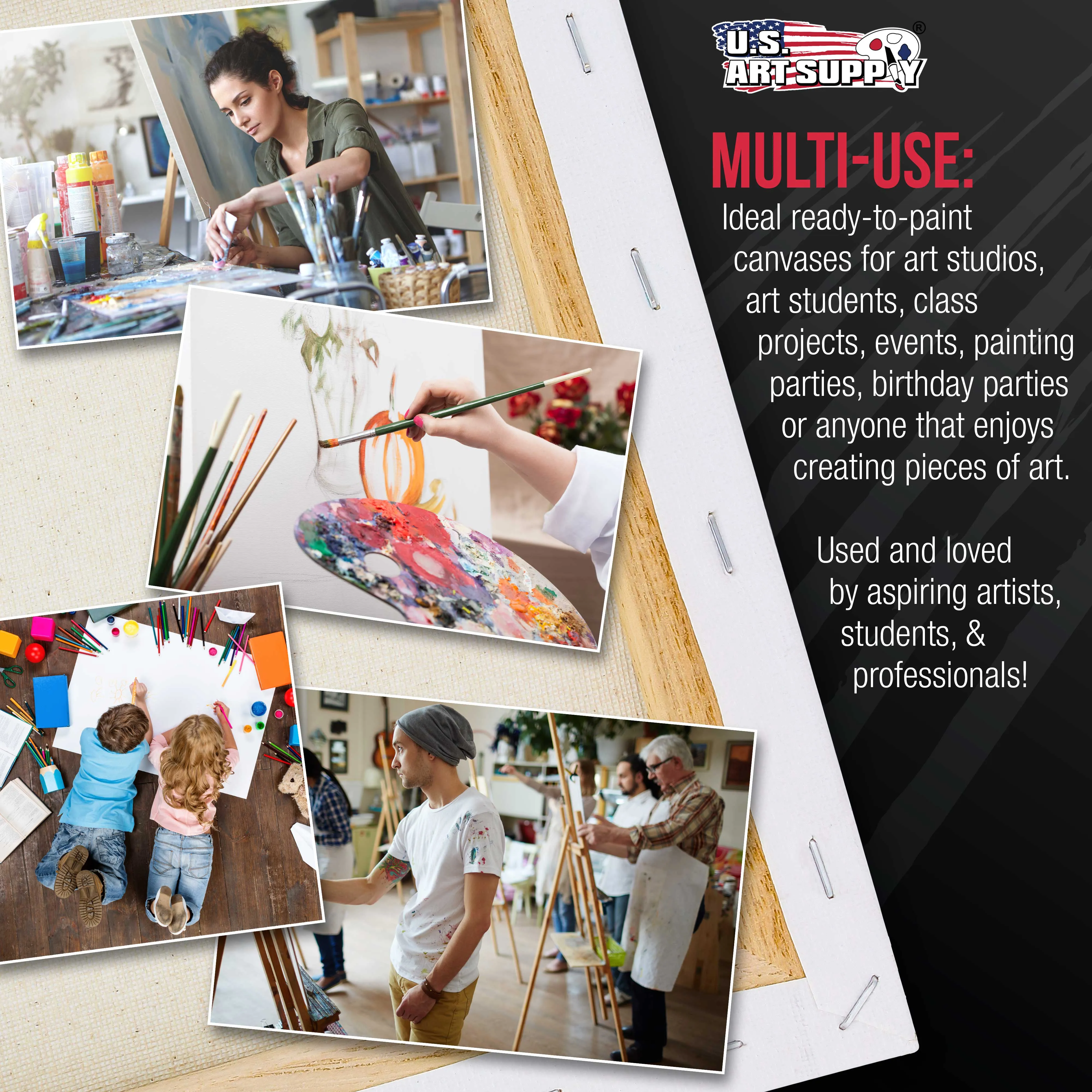 Medium Stretched Canvas for Painting 11x14 inch Gallery Depth 1-1/2" Profile, 3-Pack - 12oz Acrylic Gesso Triple Primed, Professional Artist Quality, 100% Cotton - Oil, Pouring Paint