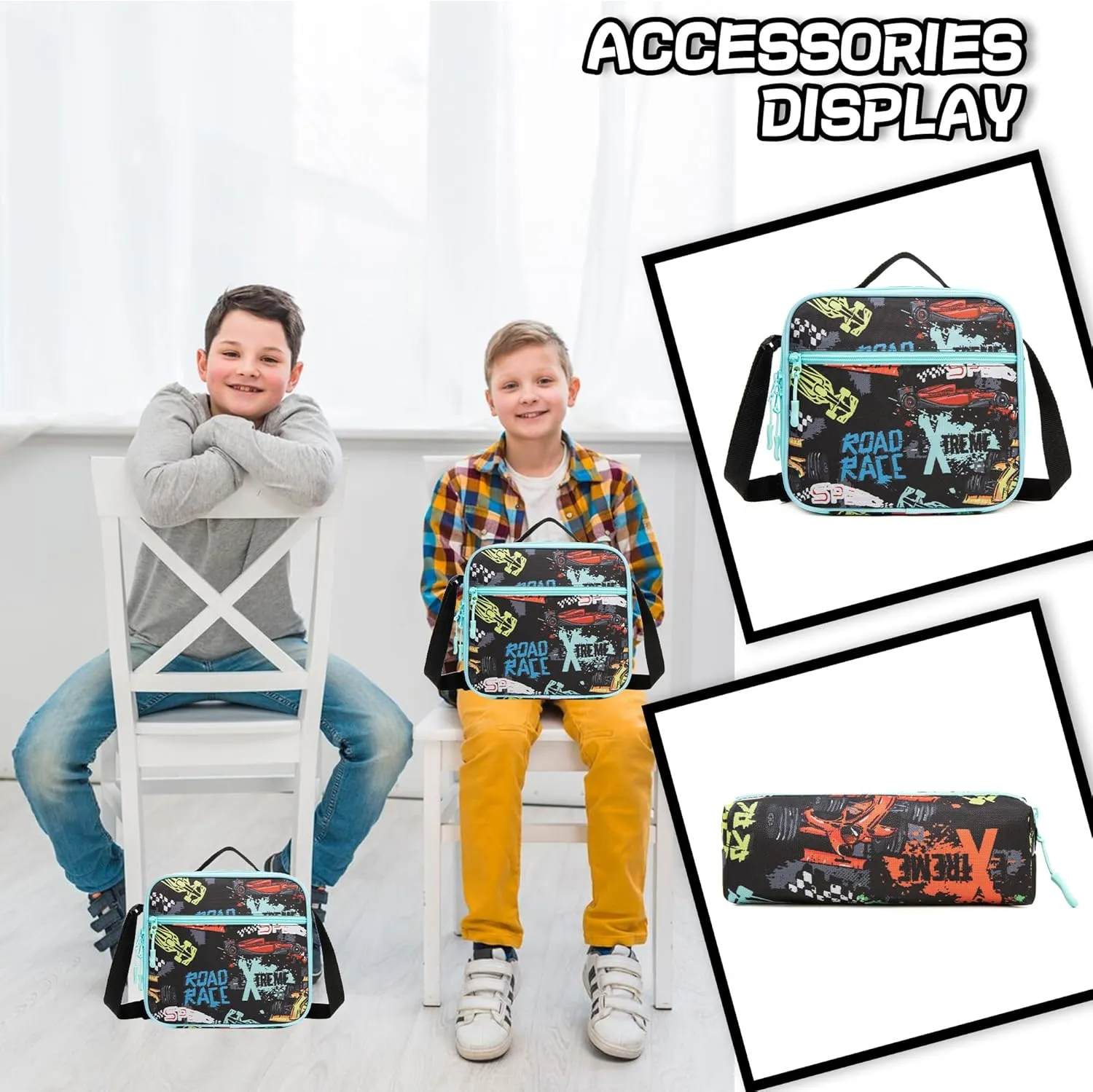 Meetbelify Boys Rolling Backpack with Wheels Kids Travel Luggage with Lunch Box Pencil Case for Elementary Students 18inch Carry on Suitcase for Boys Ages 8-10