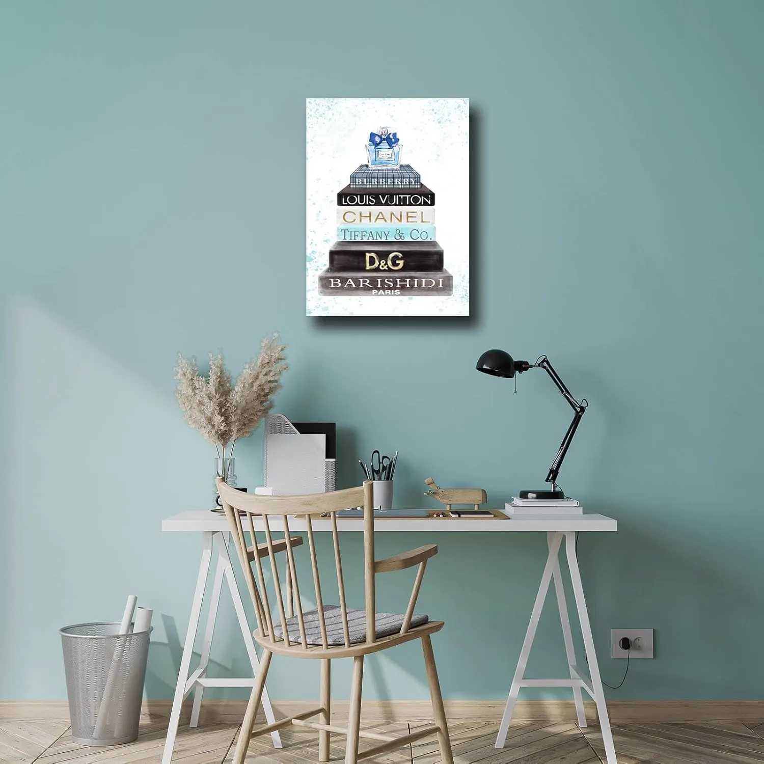 Meetdeceny Fashion Women Canvas Wall Art Blue Bathroom Wall Art Decor Aesthetic Room Decor for Teen Girls Bathroom Pictures for Wall 12x16 Inch