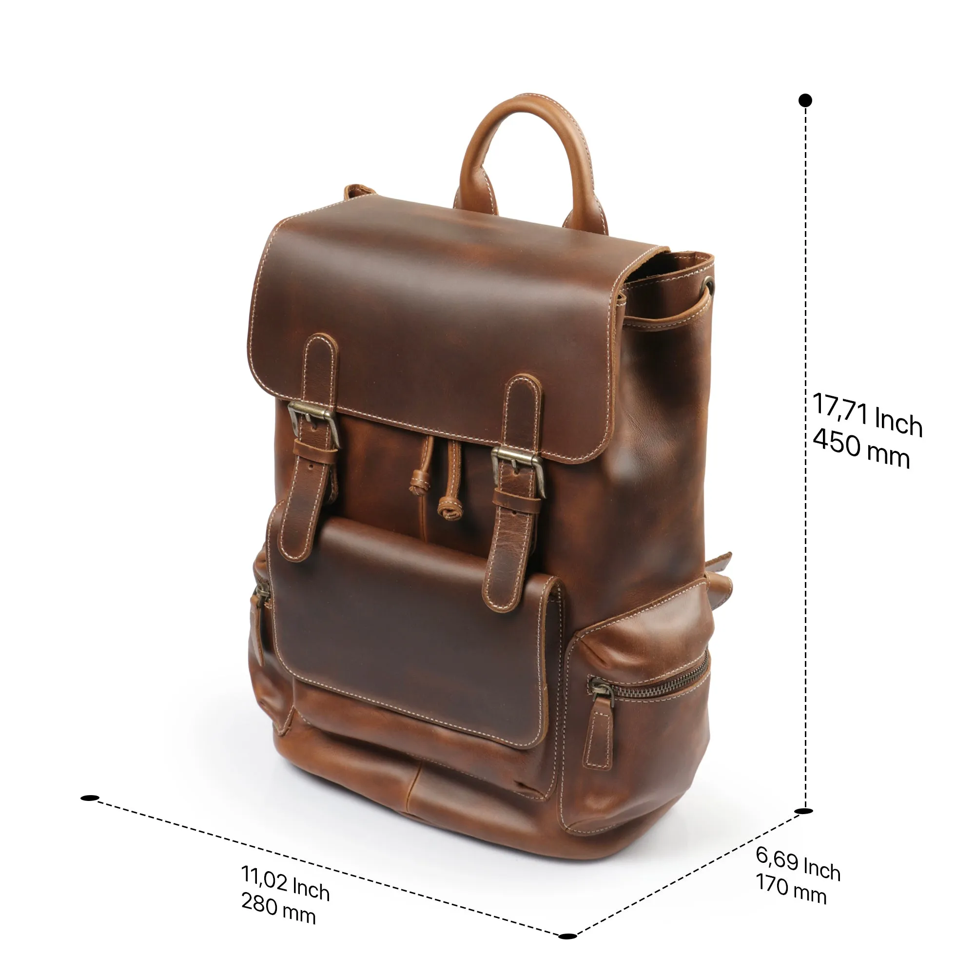MegaGear Valley Handcrafted Top Grain Leather Backpack