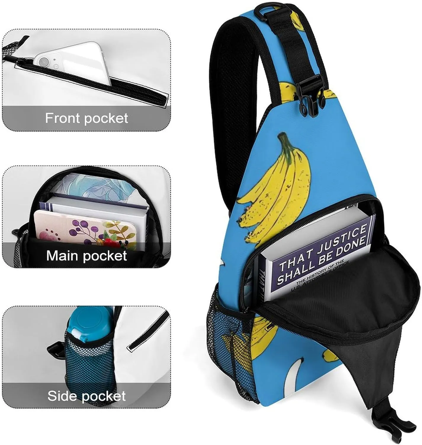 Men & Women Travel Backpack Camping Outdoor Bag, Banana Fruit Art Sling Shoulder Daypack for Outdoor Travel Hiking - Durable Tool Backpack