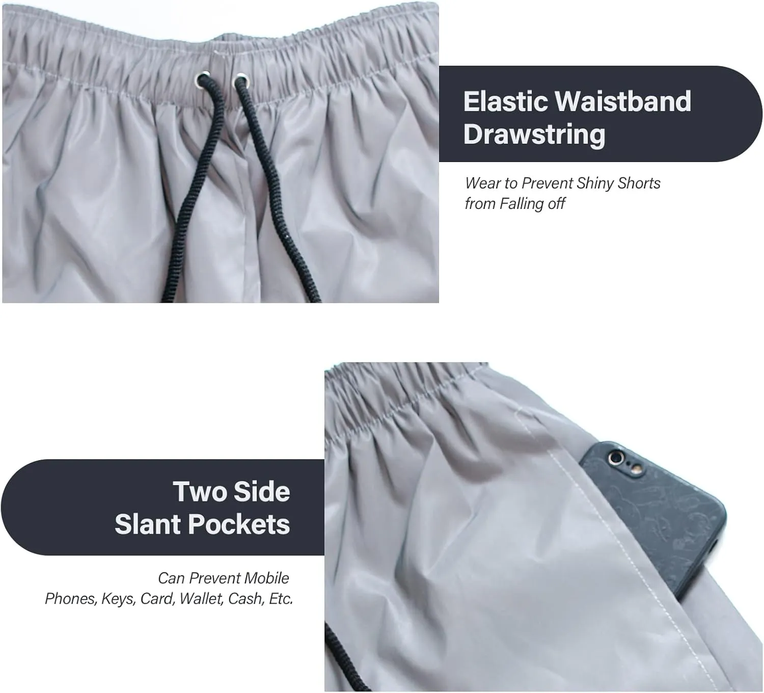 Men Reflective Shorts Pants Night Glow Fluorescent Jogger Casual Running Pockets Shorts with Drawstring