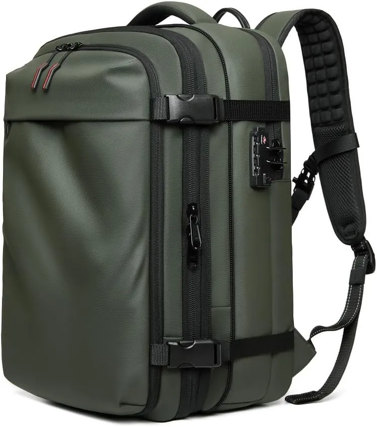 Men Travel Backpack vacuum compression Laptop Backpack Large Capacity Backpack 17 inch Extended Hiking Business backpack (Military Green)