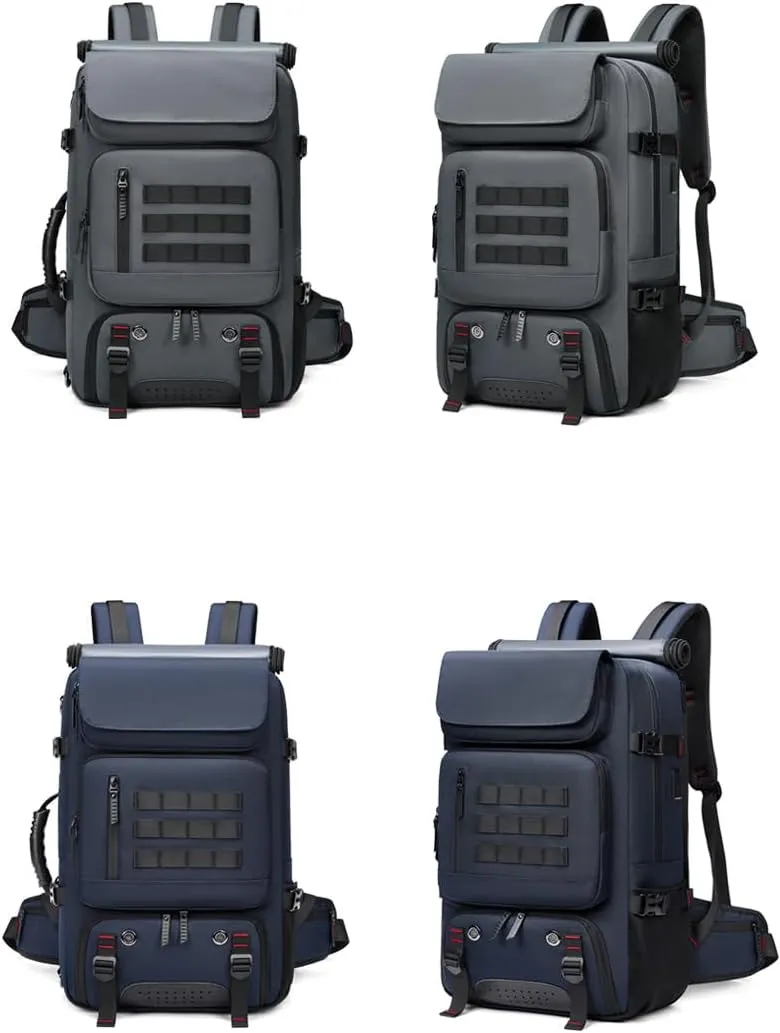 Men travel backpack,waterproof 17 inch Business Laptop with Separate Shoe Bag,Hidden USB charging port Hiking backpack 50L outdoors trekking … (blue)