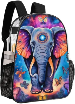 Men Women Lightweight Butterfly Elephant Backpack Large Capacity Bookbag Transparent Bag for Gym Business Running