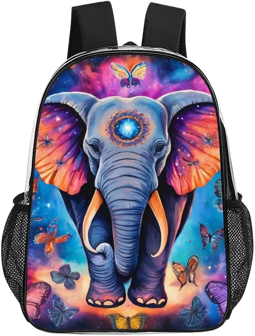 Men Women Lightweight Butterfly Elephant Backpack Large Capacity Bookbag Transparent Bag for Gym Business Running