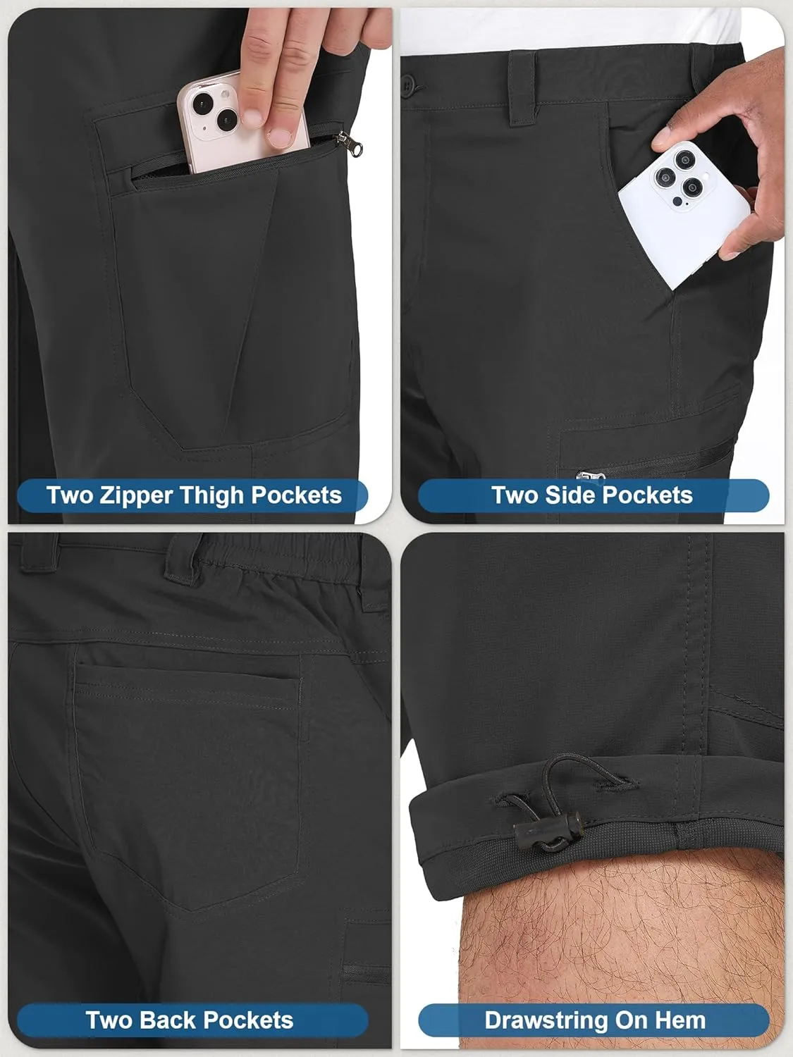 Mens Cargo Shorts Hiking Stretch Quick Dry Capri Golf Tactical Long Shorts for Men