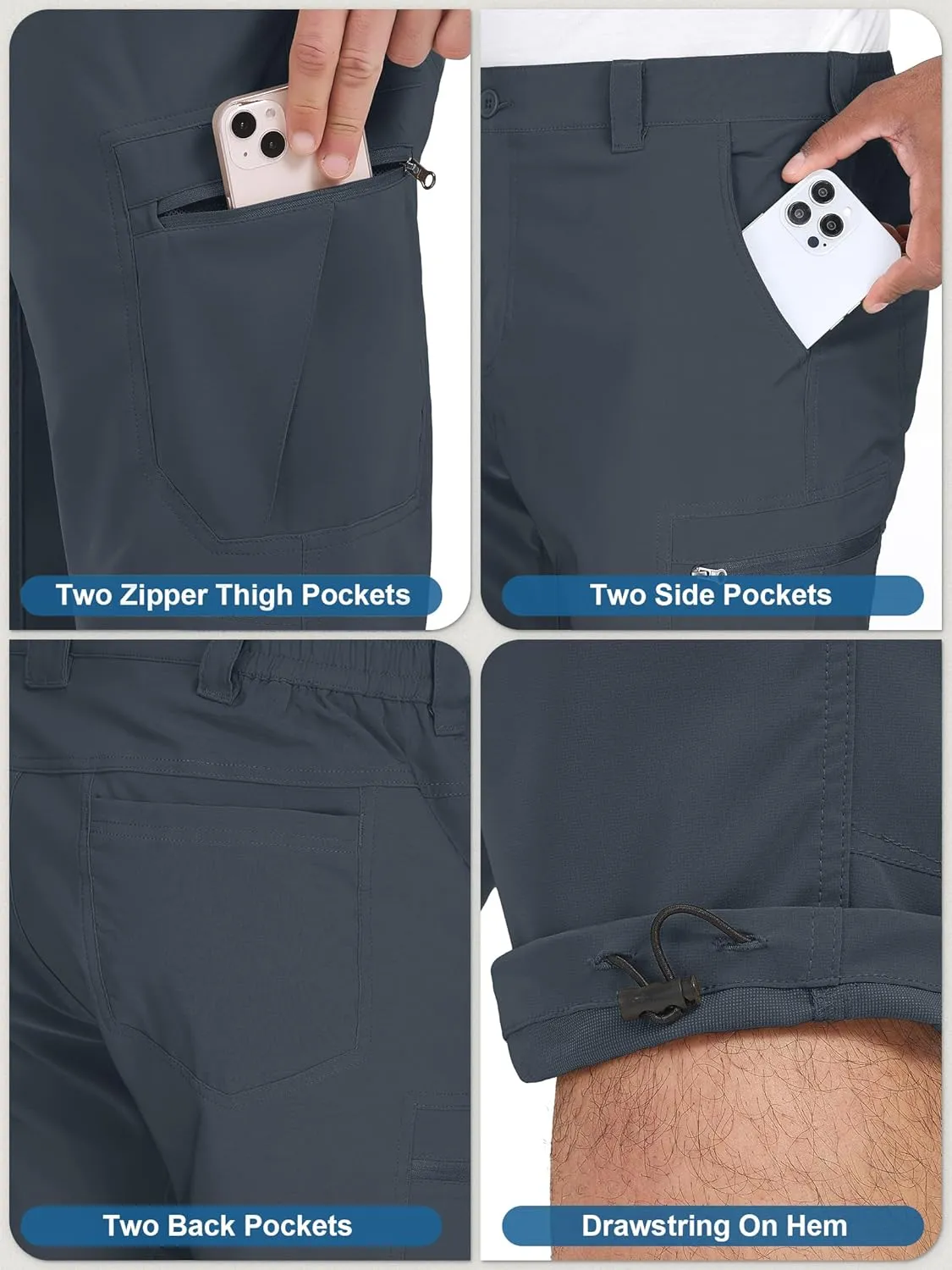 Mens Cargo Shorts Hiking Stretch Quick Dry Capri Golf Tactical Long Shorts for Men