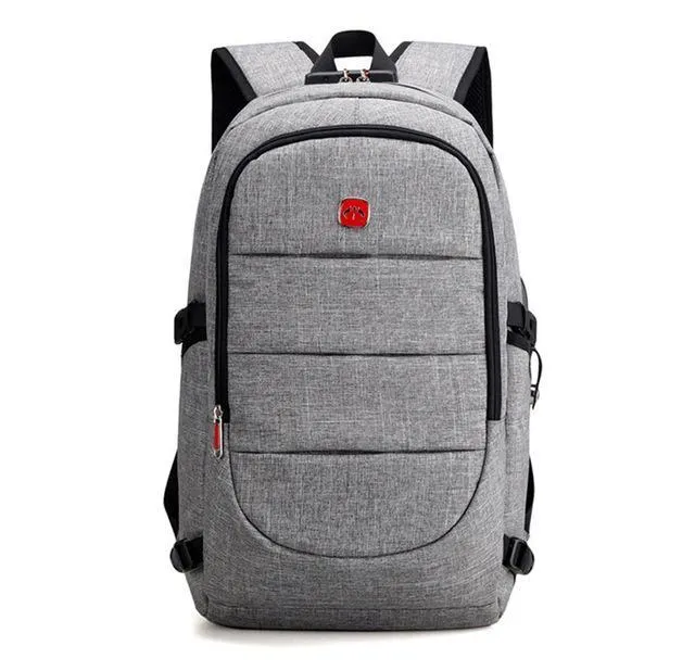 Men's External USB Charging Backpack &amp; Headphone Plug - Anti Theft - Large Laptop Bag
