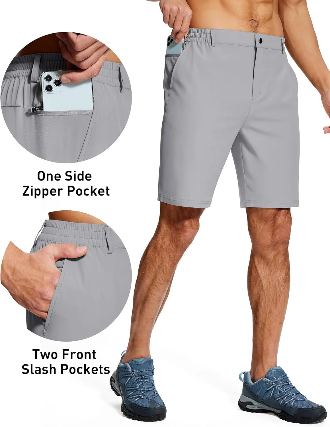 Mens Stretch Dress Shorts 9 Inch Lightweight Quick Dry Hiking Golf Shorts for Men Casual Outdoor Work 3 Pockets
