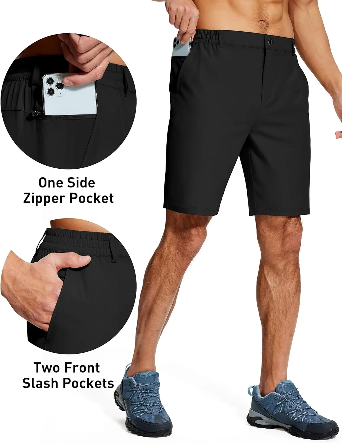 Mens Stretch Dress Shorts 9 Inch Lightweight Quick Dry Hiking Golf Shorts for Men Casual Outdoor Work 3 Pockets