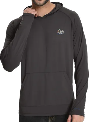 Men’s UPF 50  Hoodie Shirt Long Sleeve Permanent UV Sun Protection Vented Tee Performance for Outdoor Hiking Fishing