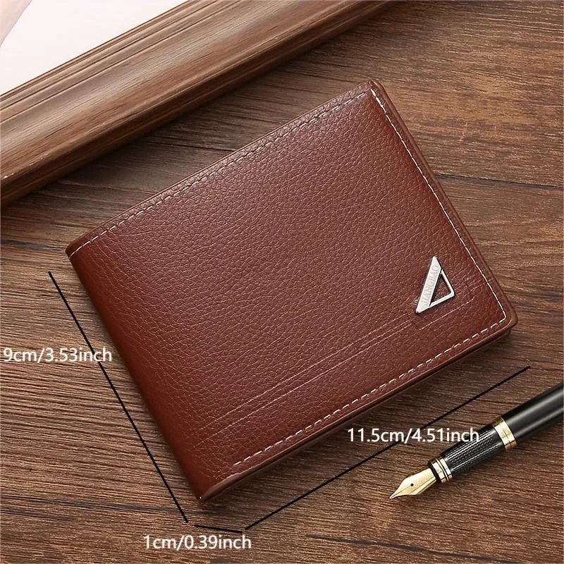 Men's Wallet Short Money Clip Soft PU Leather Wallet