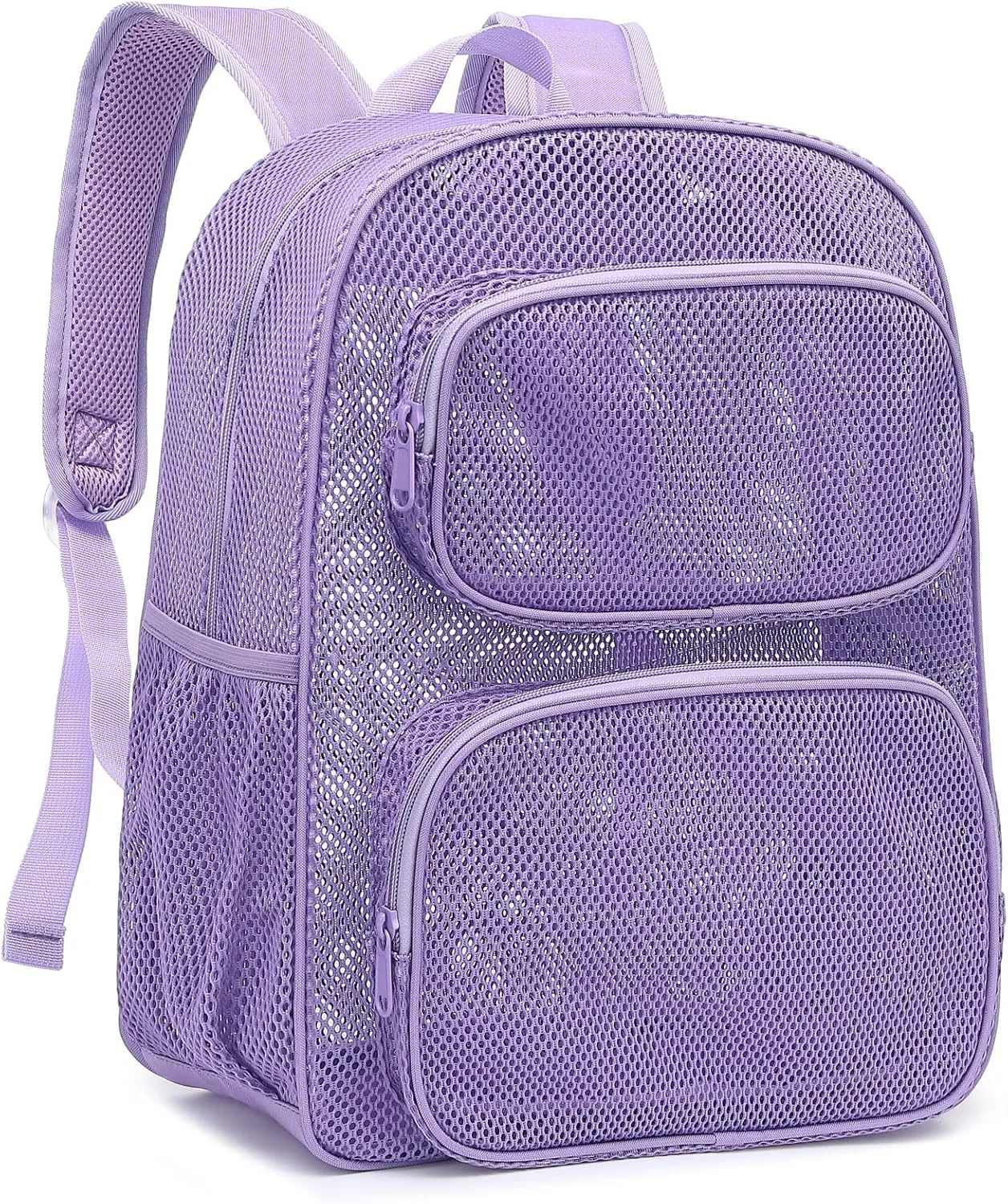 Mesh Backpack for School, Heavy Duty Girls Boys Mesh Bookbag School Bag for Adults Kids Swimming Beach Fitness Sport (Lavender Purple)